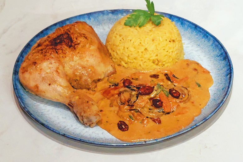Hühnerschlegel mit Zwiebelcurry