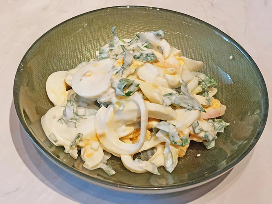 B&auml;rlauch-Eier-Salat mit Wasabi-Dressing