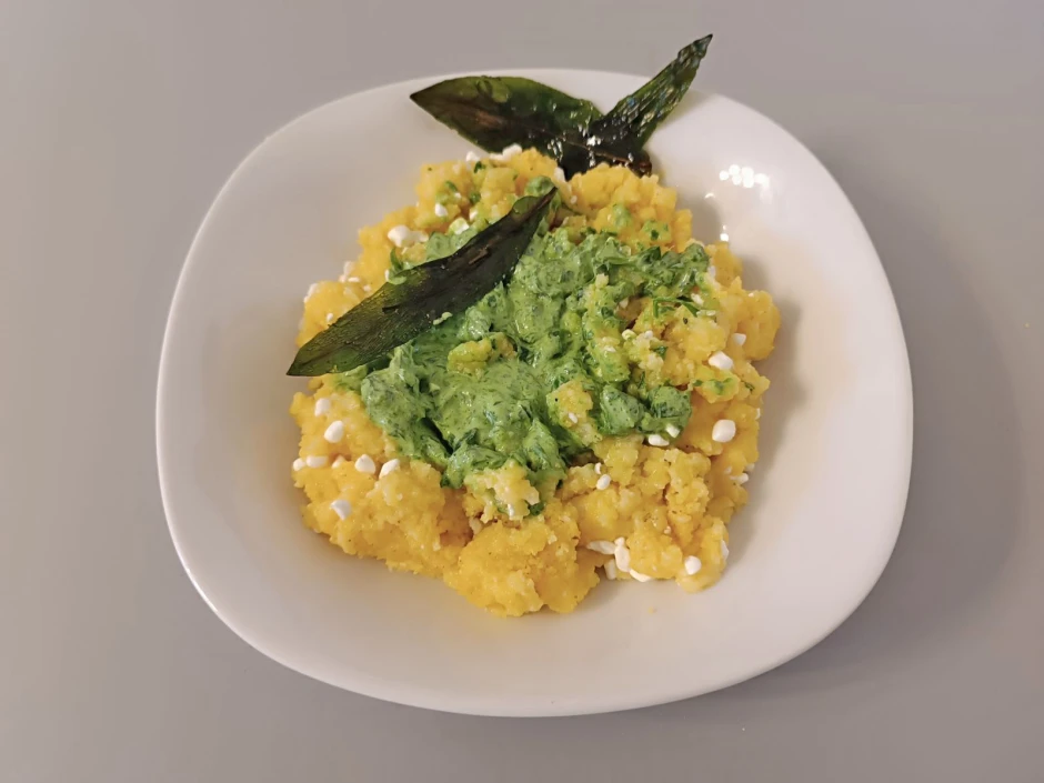 Polenta mit B&auml;rlauchcreme