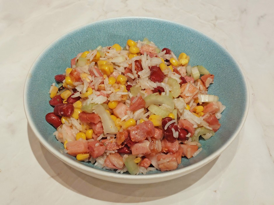 Bohnen-Specksalat mit Reis