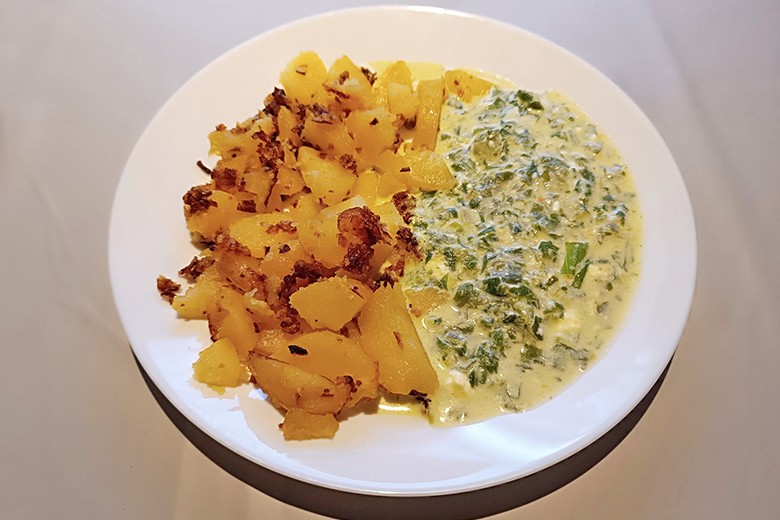 Gebratene Erdäpfel mit Bärlauchsauce