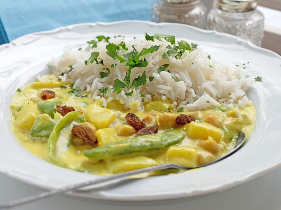 Kirchererbsencurry mit Erdäpfeln