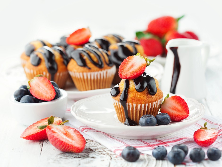 Muffins mit Obststücken