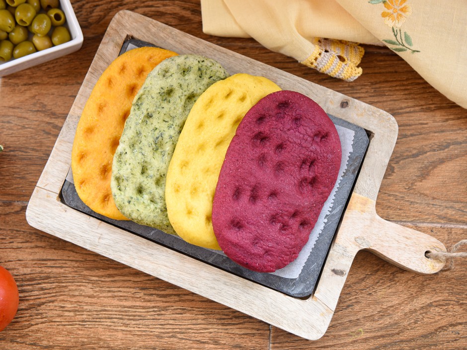 Bunter Focaccia Teig