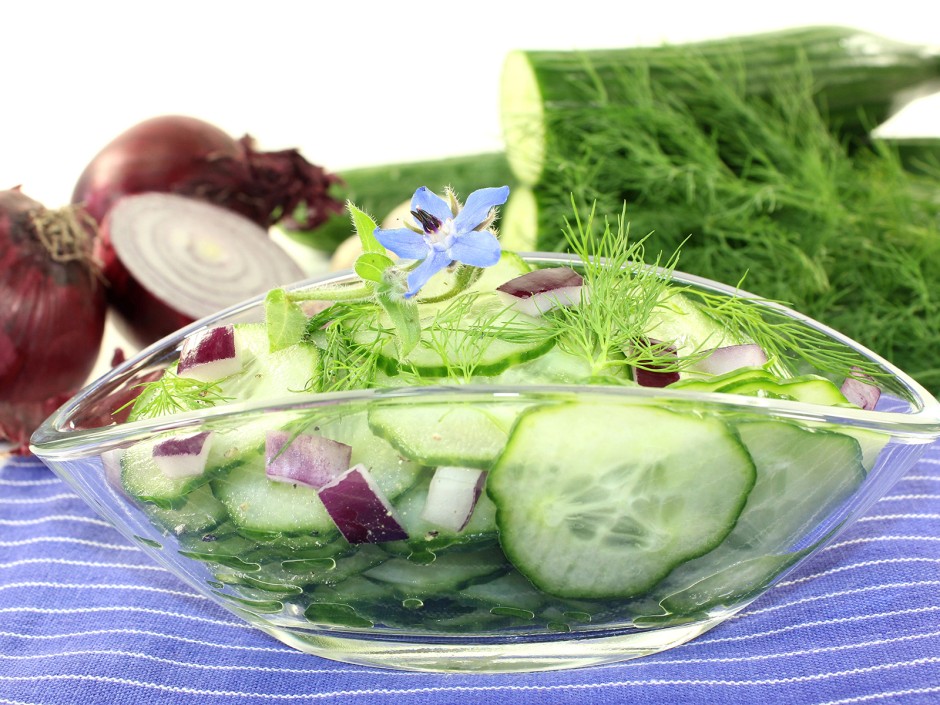 Gurkensalat mit Borretsch und Dill