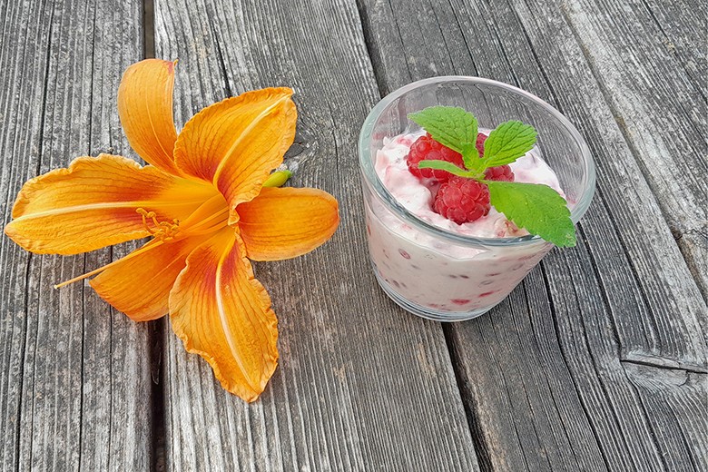 Topfencreme mit Himbeere
