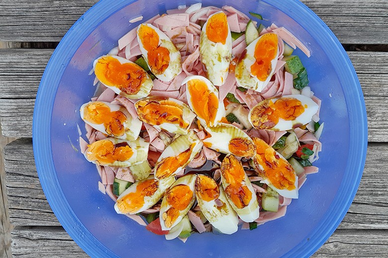 Wurstsalat mit Kürbiskernöl