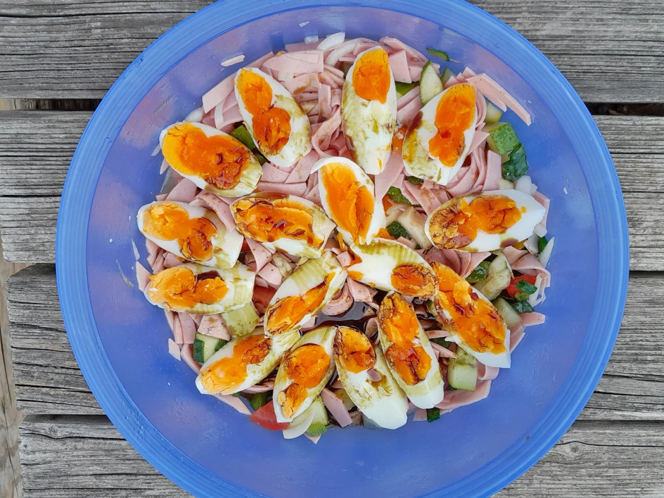 Wurstsalat mit Kürbiskernöl