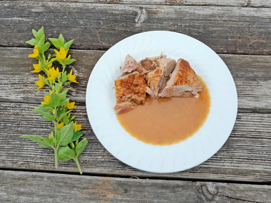 Putenoberkeule in Sauce
