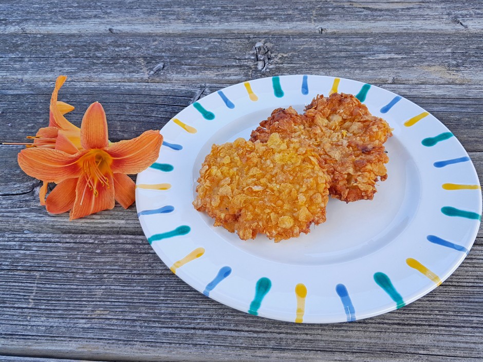 Schnitzel in Cornflakes-Panier