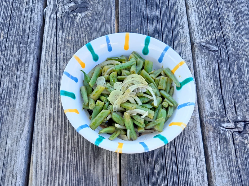 Fisolensalat mit K&uuml;rbiskern&ouml;l