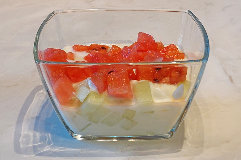 Melonen-Holunder-Dessert