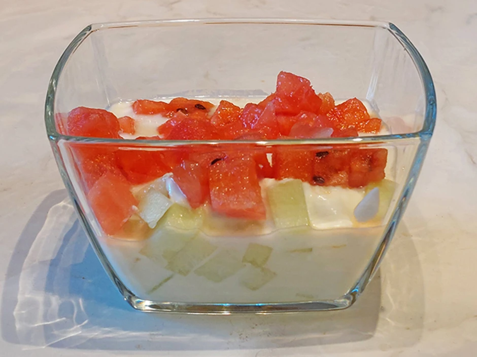 Melonen-Holunder-Dessert