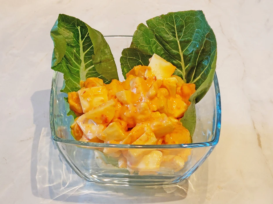 Eiersalat mit Garnelen