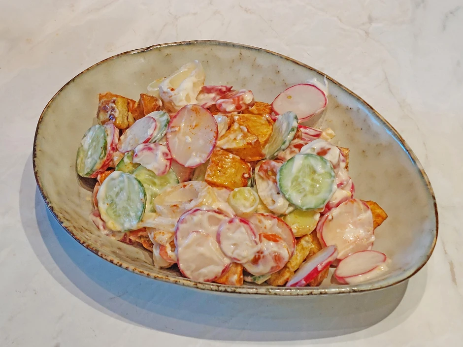 Kartoffel-Lauch-Salat mit Pute