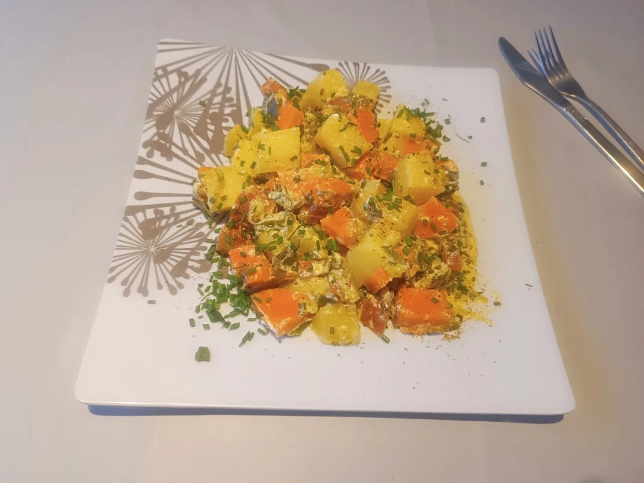 Pfanne mit zweierlei Kartoffeln