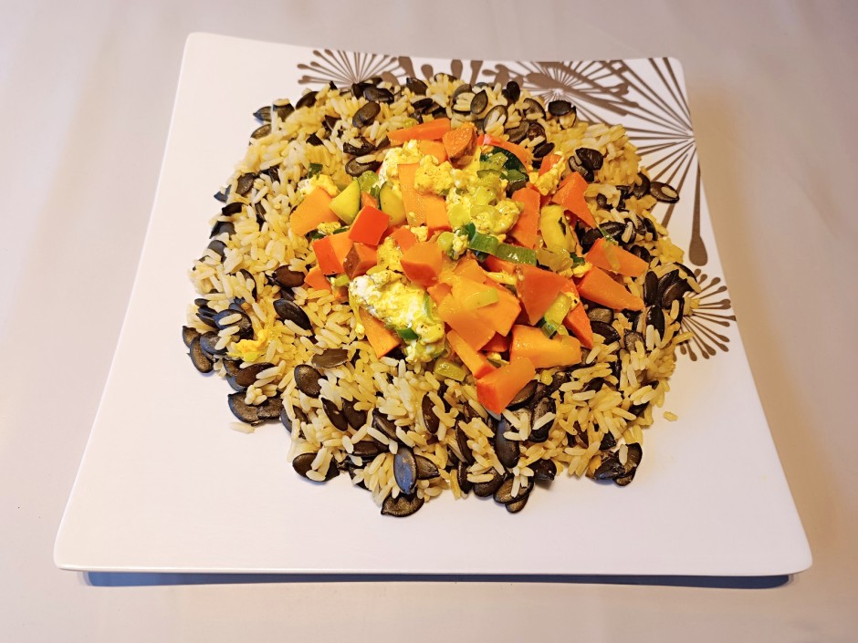 Gemüse auf Kürbisreis