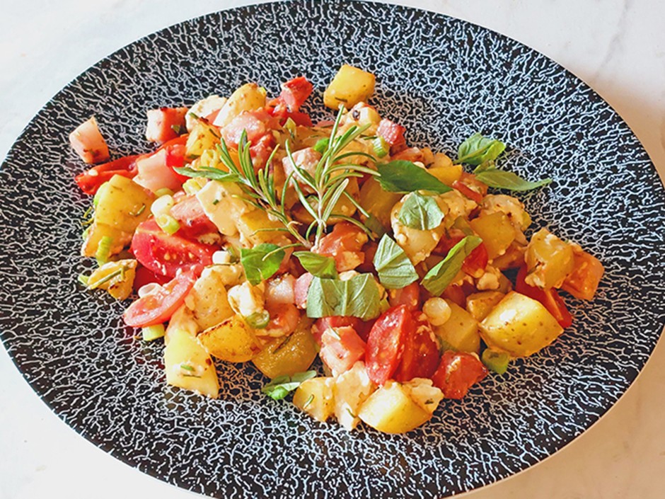 Kartoffel-Speckpfanne mit Feta