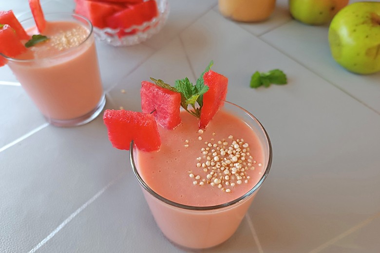 Apfelmus-Melonen-Shake