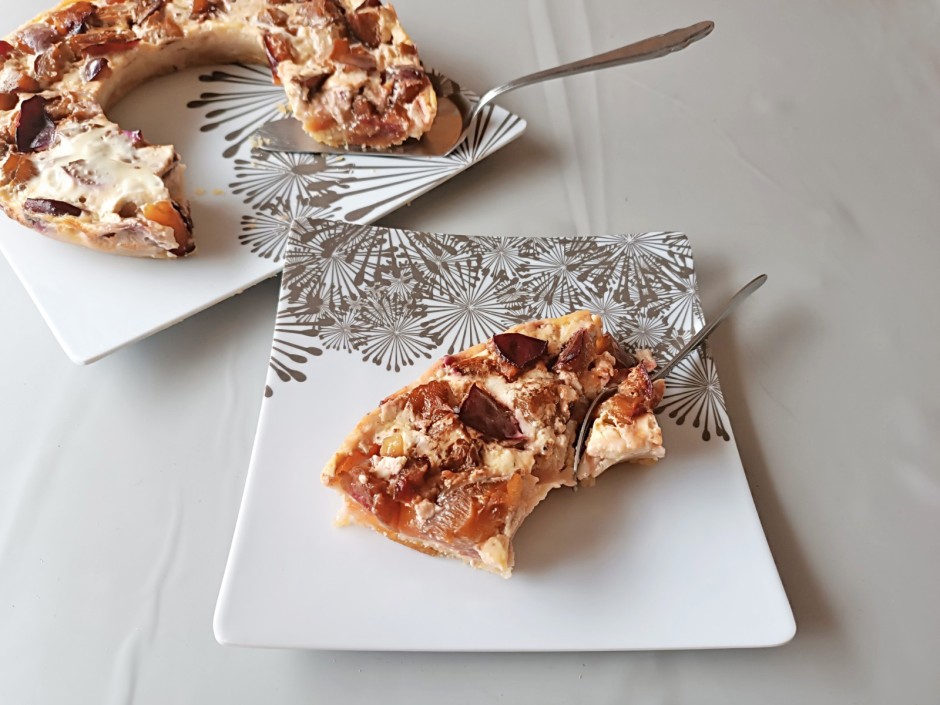 Zwetschkenkuchen mit Guss aus dem Camping-Backofen