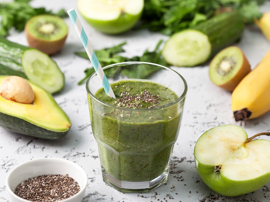 Kiwi-Gurken-Bananen-Spinat-Smoothie