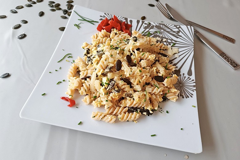 Dinkelfusilli mit Ei