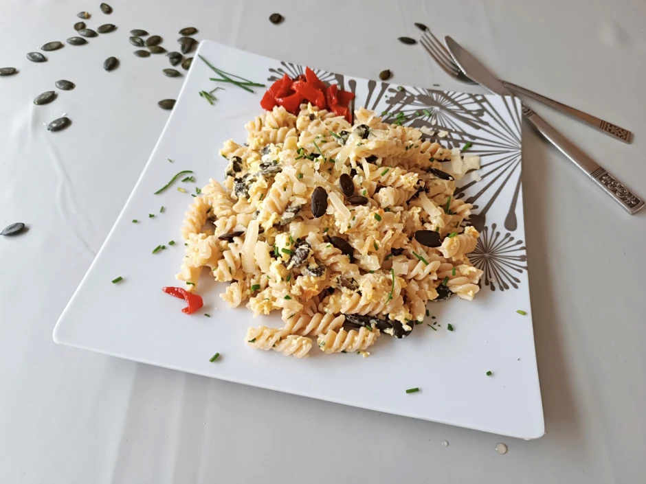 Dinkelfusilli mit Ei