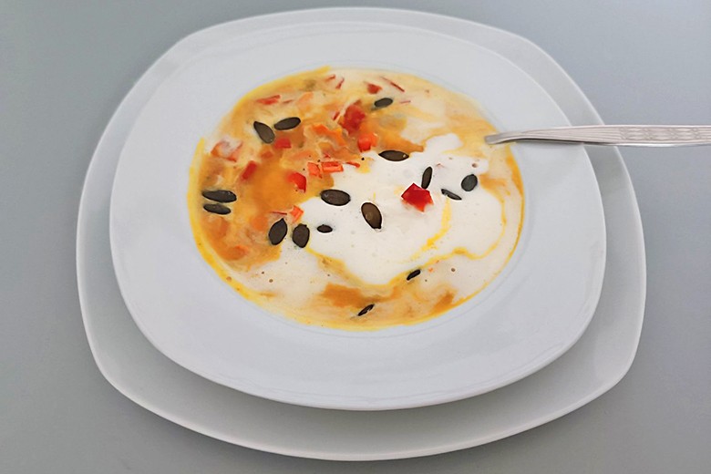 Kürbiscremesuppe mit Kapia
