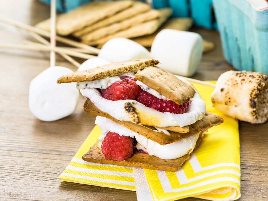 Smore Cracker mit Himbeeren