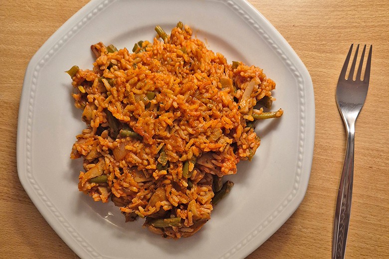 Vegane Kebab-Reispfanne