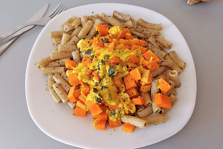 Kürbis mit Kürbiskernöl-Rigatoni