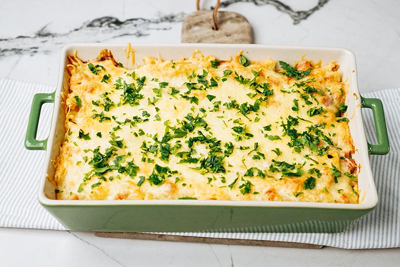 Nudelauflauf mit Schinken-Obers-Sauce