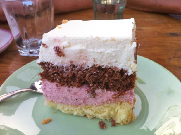 Schoko-Frucht-Joghurt-Torte mit Biskuit