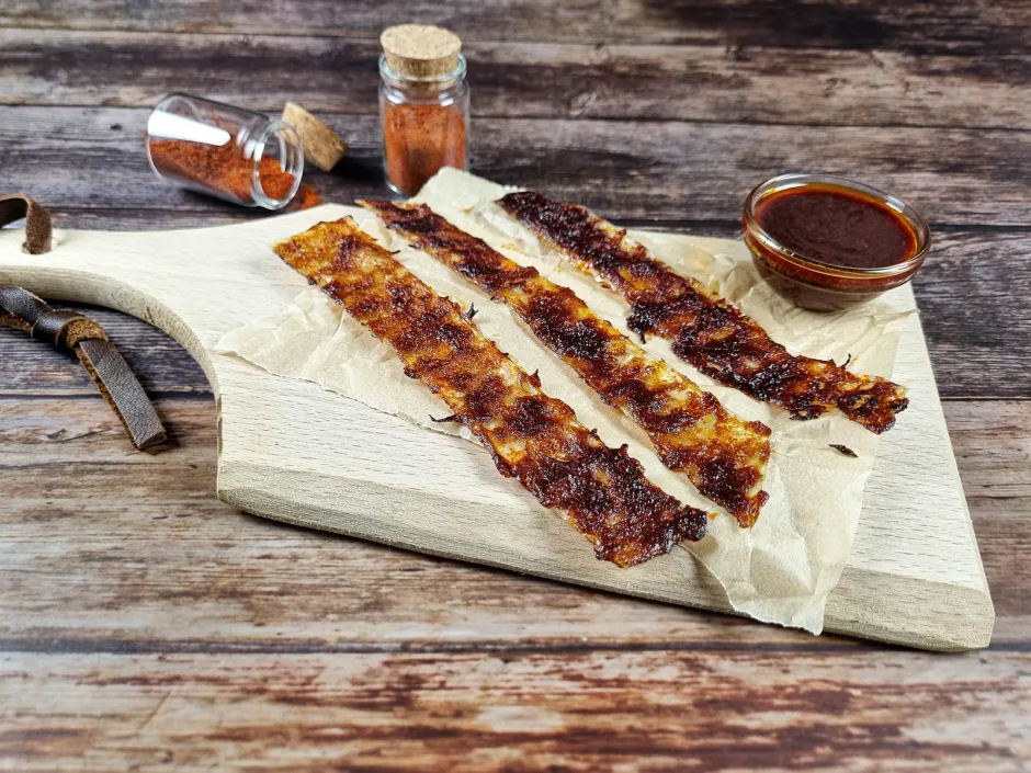 Veganer Speck aus Reispapier