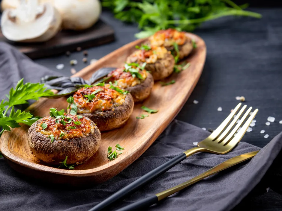 Gef&uuml;llte Champignons aus dem Airfryer