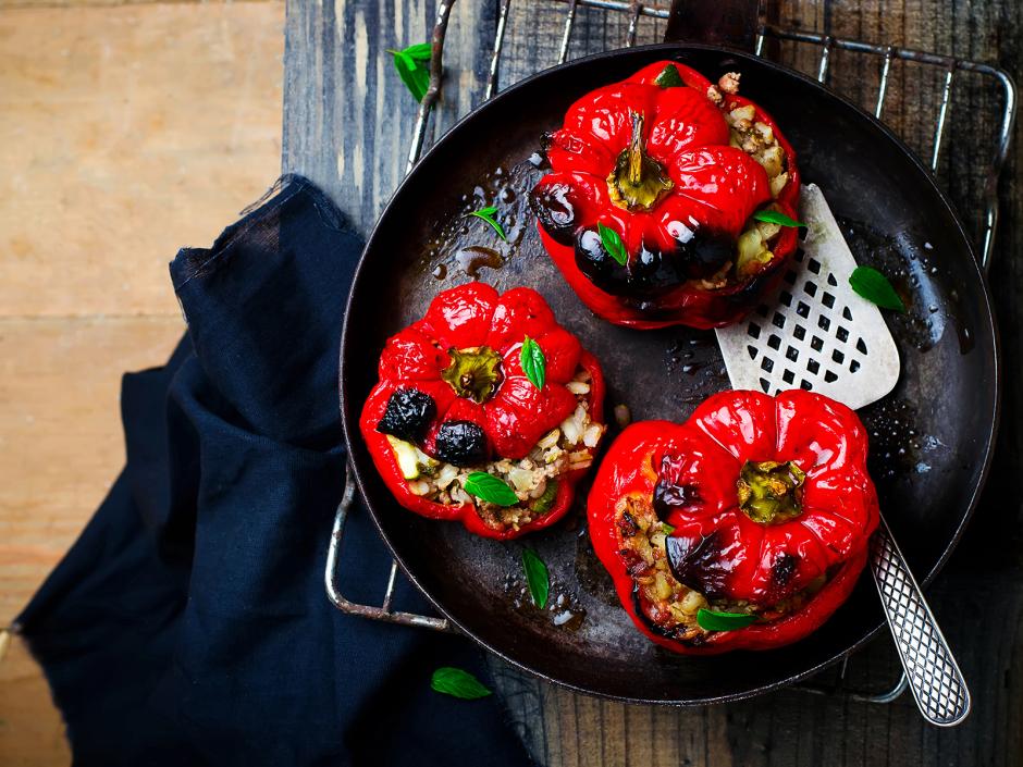 Überbackene Paprika mit Rollgerste