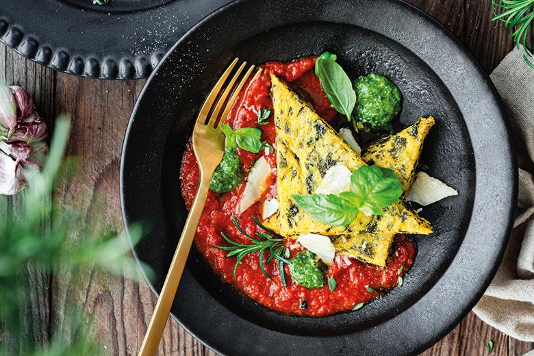 Polenta-Spinatschnitten