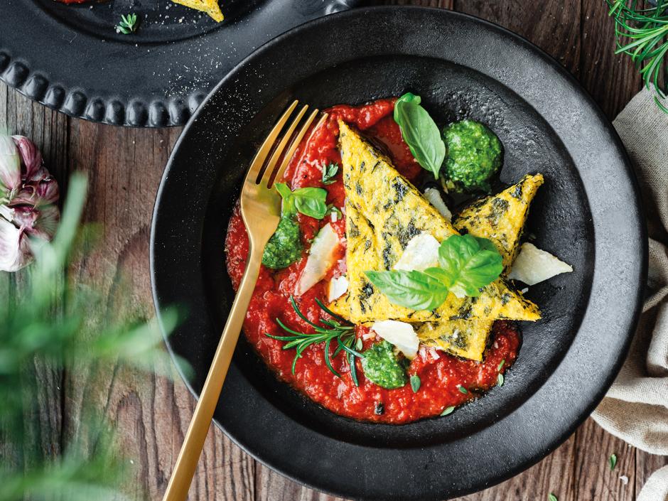 Polenta-Spinatschnitten