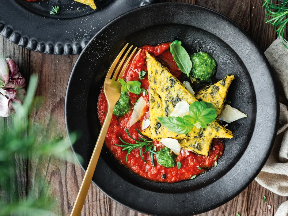 Polenta-Spinatschnitten