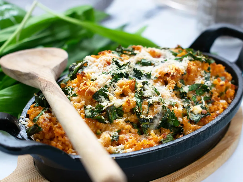 Hirse-Gratin mit B&auml;rlauch