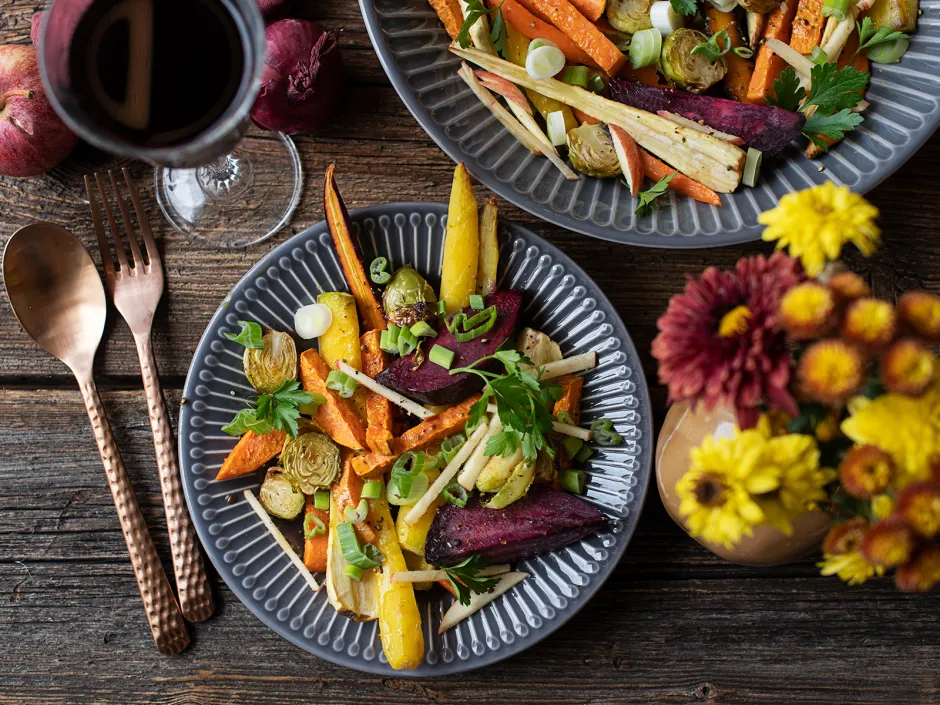 Wurzelgemüse Salat mit Honig-Ingwer-Dressing