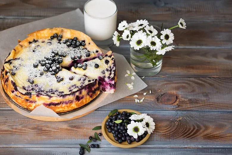 Käsekuchen mit Heidelbeeren