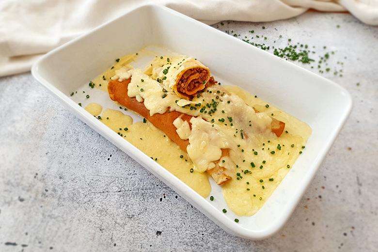 Falsche Forellen mit Bergkäse überbacken