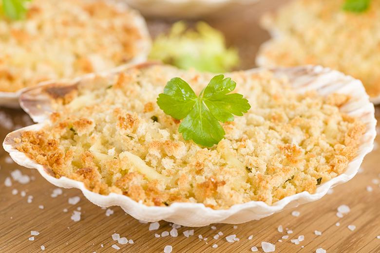 Jakobsmuscheln und Garnelengratin