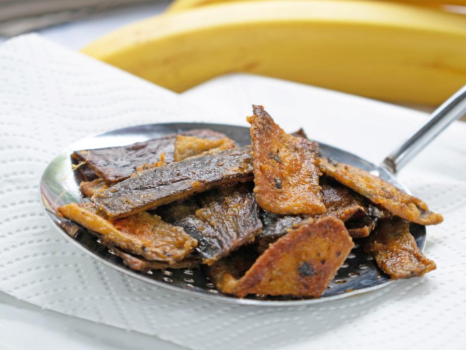 Gebratene Bananenschalen