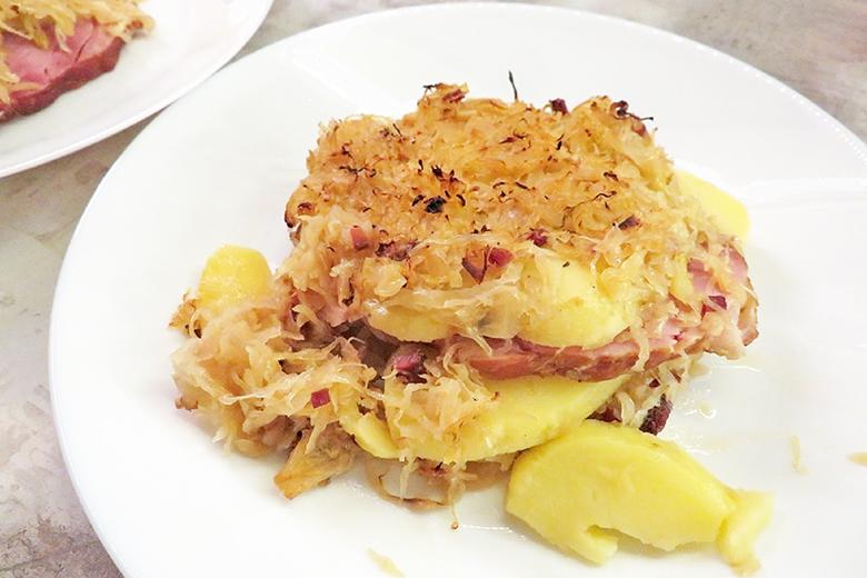 Sauerkrautauflauf mit Geselchtem