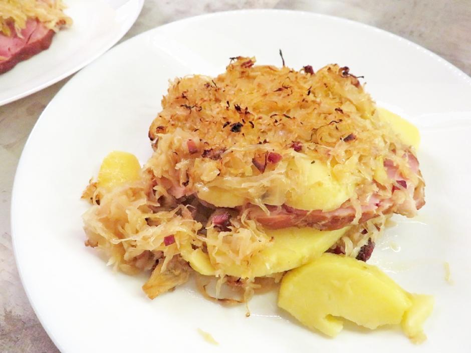 Sauerkrautauflauf mit Geselchtem