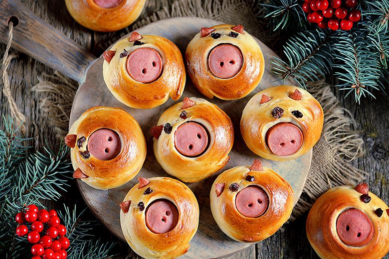 Glücksschweinchen im Schlafrock