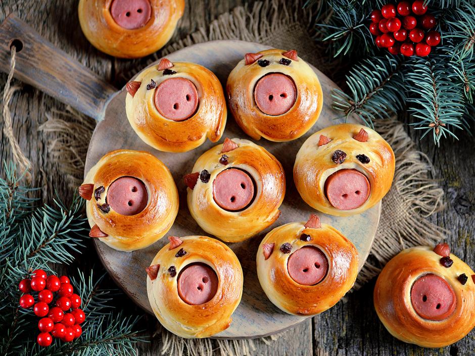 Glücksschweinchen im Schlafrock