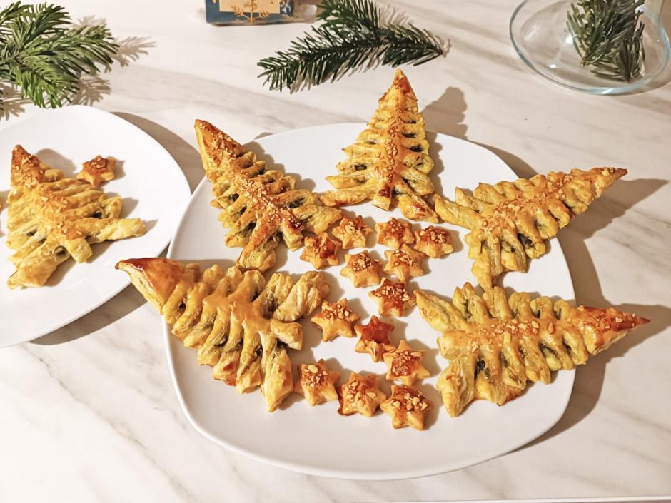 Tannenbäumchen aus Dinkelblätterteig